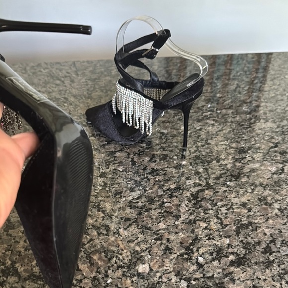 ASOS velvet Black Heels with Crystal Fringe 9 - Picture 10 of 15